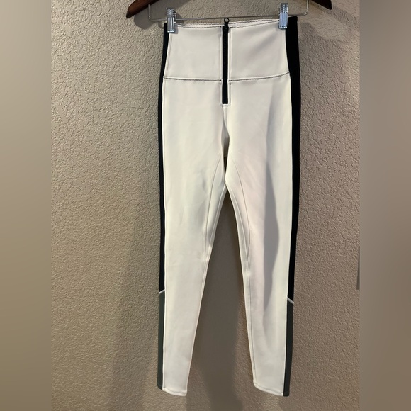 BANDIER SOLID & STRIPED Black and White Grey High-Waisted Leggings XS - Picture 4 of 7